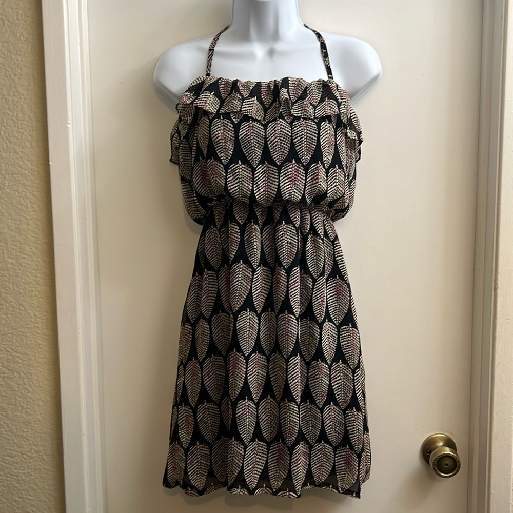 Liberty Love Leaf Motif Halter Style Lined Dress